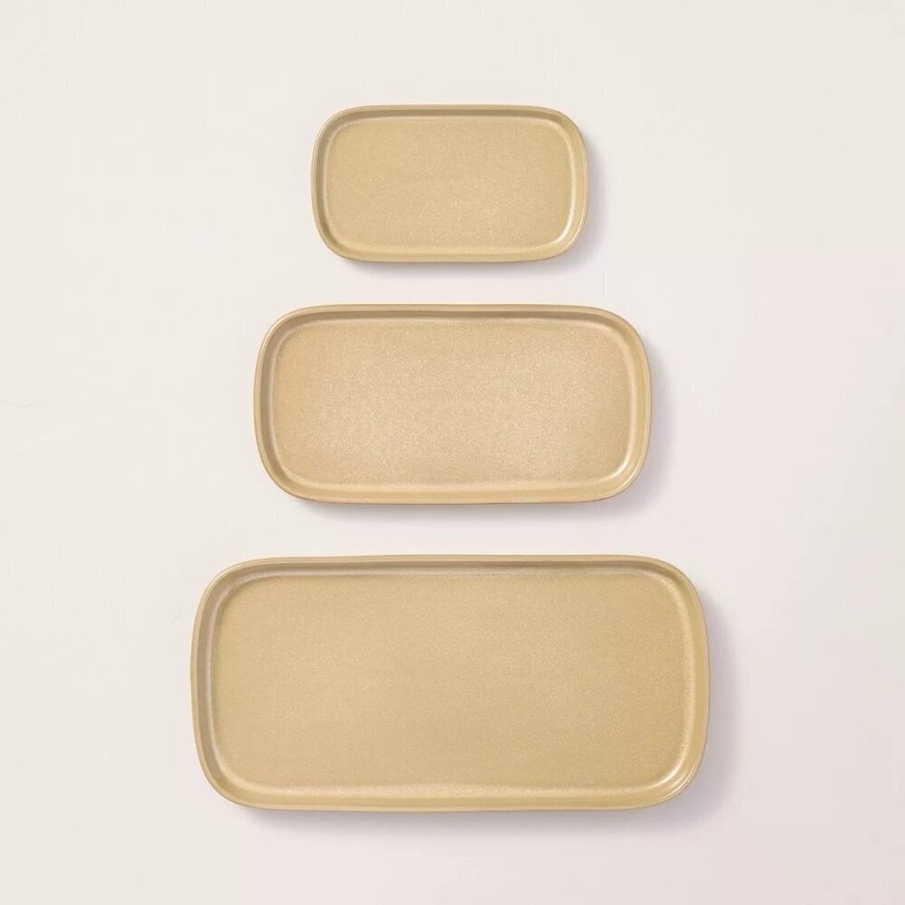 Hearth & Hand Magnolia 3pc‎ Decorative Ceramic CatchAll Tray Set Tan - Target